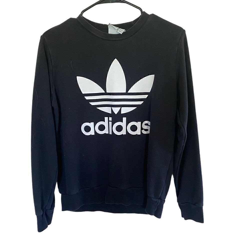 Vintage adidas sweatshirt black white youth Large